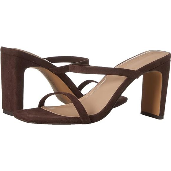 Women's Avery Square Toe Two Strap High Heeled Coffee Bean Sandal - Picture 6 of 7